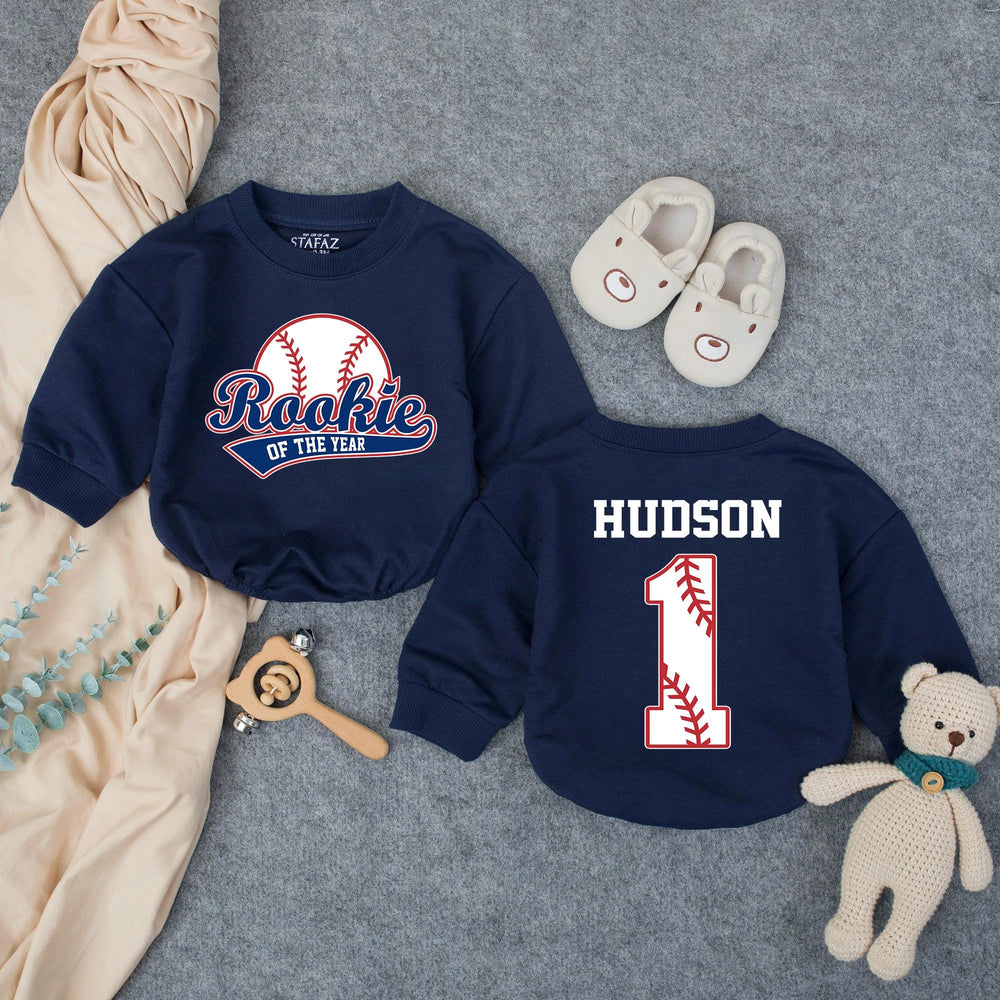 Personalized Rookie of the Year 1st Birthday Outfit Baseball Romper for Baby Boy Party Cotton Soft Comfortable Custom Name Design