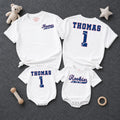 Personalized Rookie of the Year Baseball Romper & Matching Family Shirts, Custom Baby Outfit & Parent Tees for 1st Birthday Celebrations