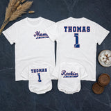 Personalized Rookie of the Year Baseball Romper & Matching Family Shirts, Custom Baby Outfit & Parent Tees for 1st Birthday Celebrations