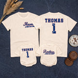 Personalized Rookie of the Year Baseball Romper & Matching Family Shirts, Custom Baby Outfit & Parent Tees for 1st Birthday Celebrations