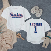 Personalized Rookie of the Year Baseball Romper & Matching Family Shirts, Custom Baby Outfit & Parent Tees for 1st Birthday Celebrations