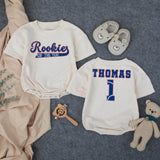 Personalized Rookie of the Year Baseball Romper & Matching Family Shirts, Custom Baby Outfit & Parent Tees for 1st Birthday Celebrations