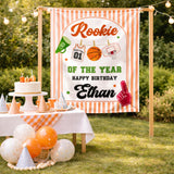 Personalized Rookie of the Year Basketball 1st Birthday Silk Banner for Boys Baby Toddler Kids Soft Cotton Season Celebration