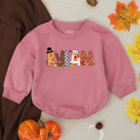 Personalized Rylan Thanksgiving Baby Romper with Turkey Design Fall Infant Outfit Soft Cotton Holiday Clothes for Boys or Toddlers Gift