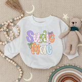 Personalized Sadie Mae Baby Girl Easter Romper with Pastel Bunny and Bow Design, Custom Name Outfit for First Easter Gift or Holiday Party