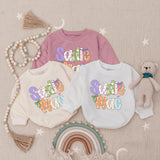 Personalized Sadie Mae Baby Girl Easter Romper with Pastel Bunny and Bow Design, Custom Name Outfit for First Easter Gift or Holiday Party