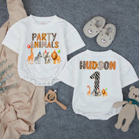 Personalized Safari First Birthday Matching Family Shirts, Jungle Animal Theme Party Outfits for Baby, Toddler, Mom, Dad, Soft Cotton Tees