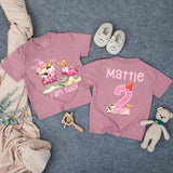 Personalized Second Birthday Outfit with Pink Tractor and Farm Animals Toddler Girl Baby Romper Custom Name Party Hat Design