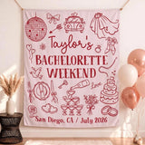 Personalized Silk Bachelorette Weekend Banner with Red Line Art, Bridal Shower Backdrop, Custom San Diego Party Decor, July 2026 Sign