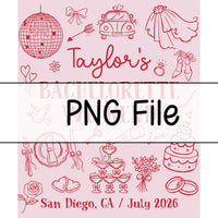 Personalized Silk Bachelorette Weekend Banner with Red Line Art, Bridal Shower Backdrop, Custom San Diego Party Decor, July 2026 Sign