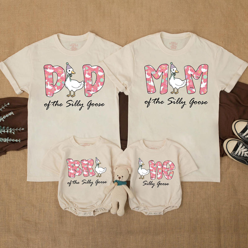 Personalized Silly Goose Birthday Shirt with Cartoon Goose Design Matching Family Outfit for 1st Birthday Party Toddler Baby Gift