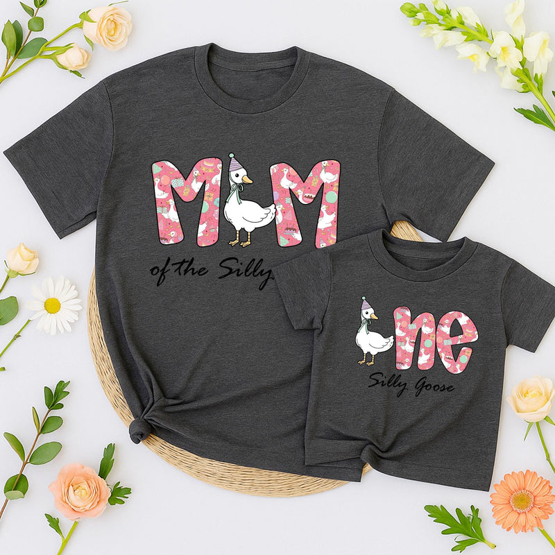 Personalized Silly Goose Birthday Shirt with Cartoon Goose Design Matching Family Outfit for 1st Birthday Party Toddler Baby Gift