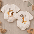Personalized S'mores First Birthday Baby Romper - Cute Campfire Theme Outfit with Custom Name, Soft Cotton for Cake Smash & Milestone Photos