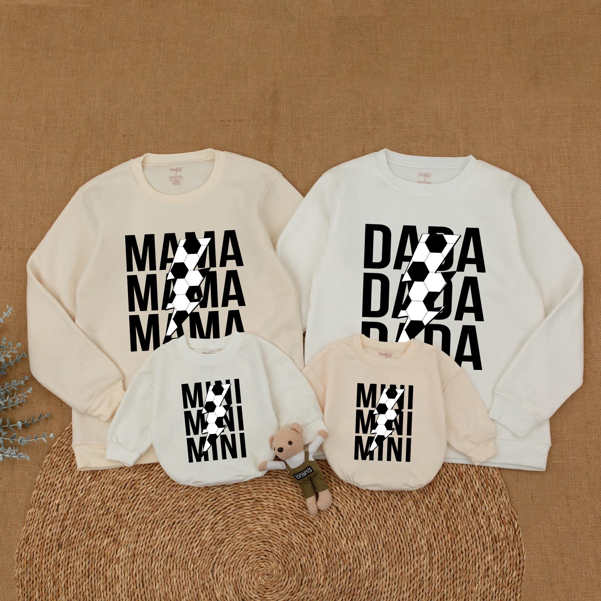 Personalized Soccer Family Sweatshirt with Bold Text Sporty Stacked Design for Matching Moments Custom Names Comfortable Cotton Outfit