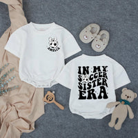 Personalized Soccer Sister Baby Romper with Retro Amelia Design, Toddler Girl Gameday Outfit, Soft Cotton Playful Gift for Birthdays