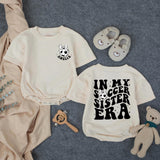 Personalized Soccer Sister Baby Romper with Retro Amelia Design, Toddler Girl Gameday Outfit, Soft Cotton Playful Gift for Birthdays
