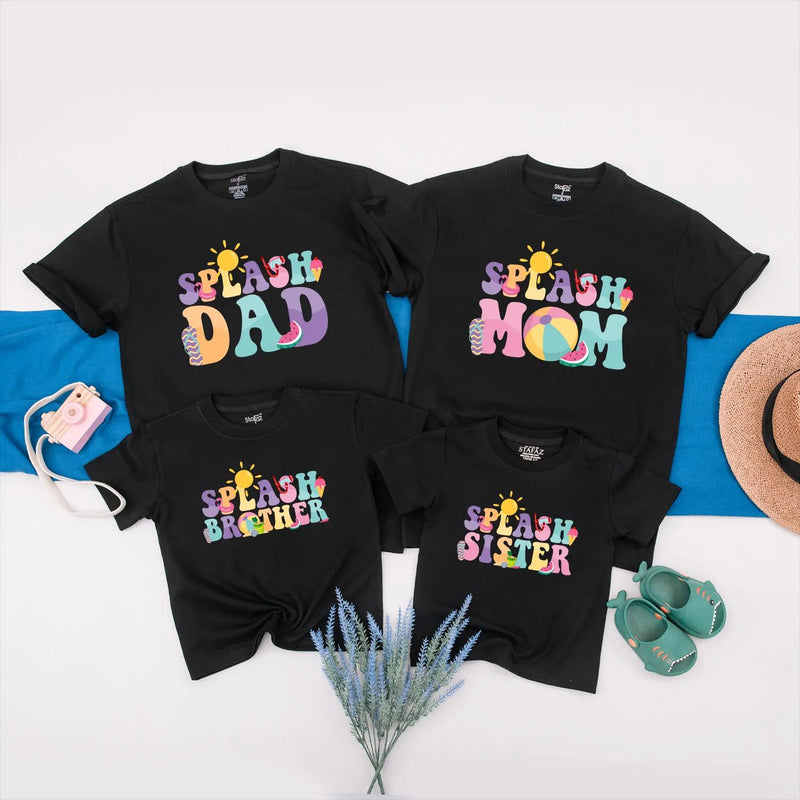 Personalized Splash Into One Birthday Family Shirts Custom Summer Pool Party Outfit Baby Girl Tropical Vacation Clothes Matching Gift
