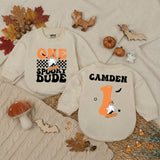 Personalized Spooky Dude Baby Romper for First Birthday Halloween Cake Smash Soft Cotton Toddler Boy Outfit