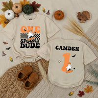Personalized Spooky Dude Baby Romper for First Birthday Halloween Cake Smash Soft Cotton Toddler Boy Outfit