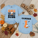 Personalized Spooky Dude Baby Romper for First Birthday Halloween Cake Smash Soft Cotton Toddler Boy Outfit
