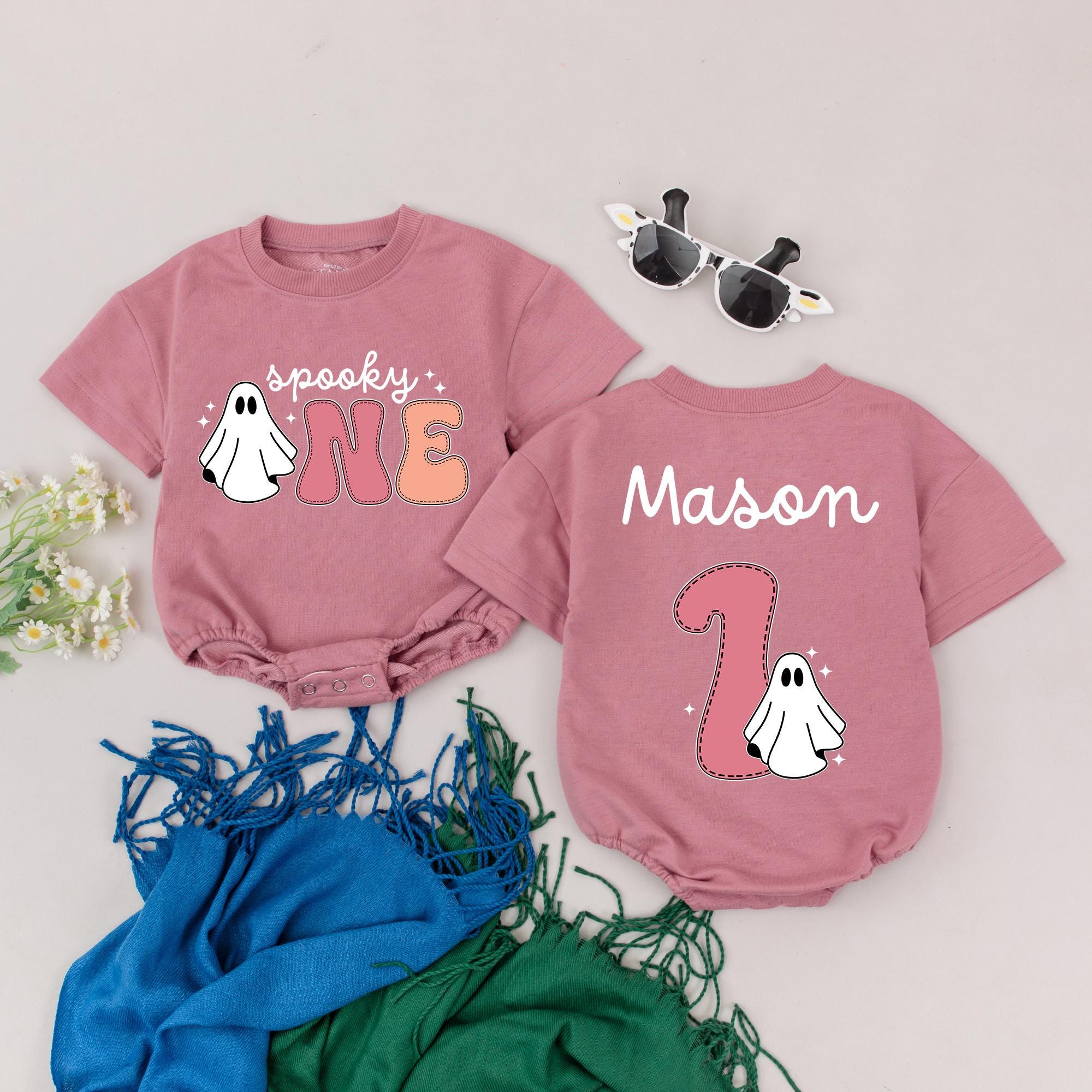 Personalized Spooky One Halloween Romper Baby Girl Birthday Outfit Custom Name Soft Cotton Ghost Design First Holiday Celebration Gift