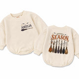 Personalized Spooky Season Baby Romper with Witch Broom Graphic Soft Cotton Infant Outfit Halloween Baby Bodysuit for Girls 0-24M Fall Gift
