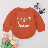 Personalized Sports Baby Romper with Baseball Bat and Trophy Custom Name Outfit for Toddler Game Day Gift Soft Cotton Gender Reveal Clothing