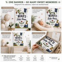 Personalized Sports Baby Shower Backdrop Noah’s Little Rookie Sign Football Theme Navy Blue Green Party Banner It’s a Boy Decoration