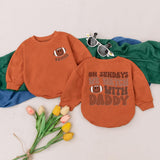 Personalized On Sundays We Watch with Daddy Baby Bodysuit Football Romper Custom Name Game Day Outfit Fall Toddler Boy Girl Gift