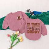 Personalized On Sundays We Watch with Daddy Baby Bodysuit Football Romper Custom Name Game Day Outfit Fall Toddler Boy Girl Gift