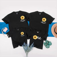 Personalized Sunflower Family Shirts with Baby Romper Cute Matching Outfits for 1st Birthday Toddler Girls Custom Flower Gift Clothes
