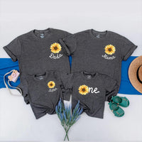 Personalized Sunflower Family Shirts with Baby Romper Cute Matching Outfits for 1st Birthday Toddler Girls Custom Flower Gift Clothes
