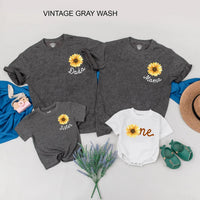 Personalized Sunflower Family Shirts with Baby Romper Cute Matching Outfits for 1st Birthday Toddler Girls Custom Flower Gift Clothes