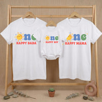 Personalized Sunshine 'One Happy' Matching Family Shirts, Soft Cotton 1st Birthday Outfits for Baby, Toddler, Mom, Dad, and More