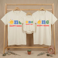 Personalized Sunshine 'One Happy' Matching Family Shirts, Soft Cotton 1st Birthday Outfits for Baby, Toddler, Mom, Dad, and More
