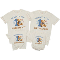 Personalized Teddy Bear 1st Birthday Boy Matching Family Shirts, Custom Name Outfit for Baby, Mommy, Daddy, Brother, Sister, Party Tees