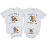 Personalized Teddy Bear 1st Birthday Boy Matching Family Shirts, Custom Name Outfit for Baby, Mommy, Daddy, Brother, Sister, Party Tees