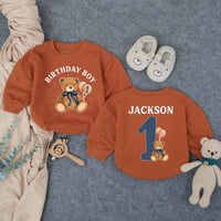 Custom Teddy Bear 1st Birthday Romper for Baby Boy, Soft Cotton Long Sleeve Outfit, Cake Smash Photo Prop, Personalized Name & Age