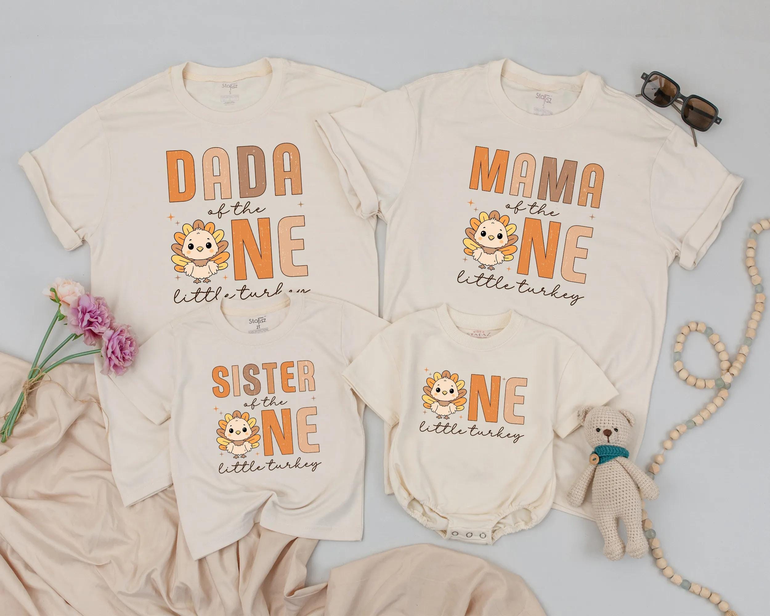 Personalized Thanksgiving Family Shirts for Baby’s 1st Birthday Celebration, One Little Turkey Outfit, Fall Toddler Clothes, Custom Gift
