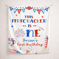 Personalized This Firecracker Is One 1st Birthday Banner for Baby Boy, Patriotic Red White Blue Fireworks Theme Party Decor Backdrop Sign