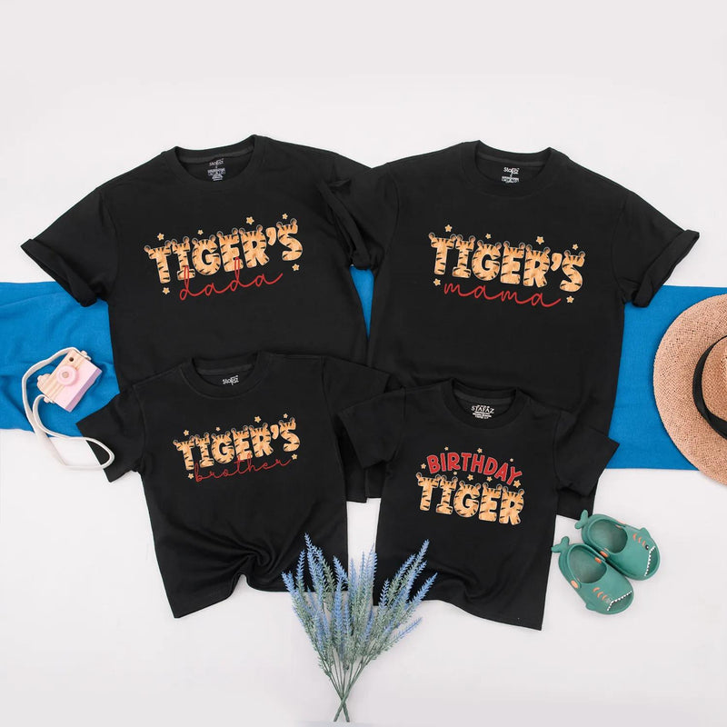 Personalized Tiger Birthday Family Shirt with Jungle Theme, Custom Party Outfit for Kids, Parents, and Siblings, Fun Celebration Tee