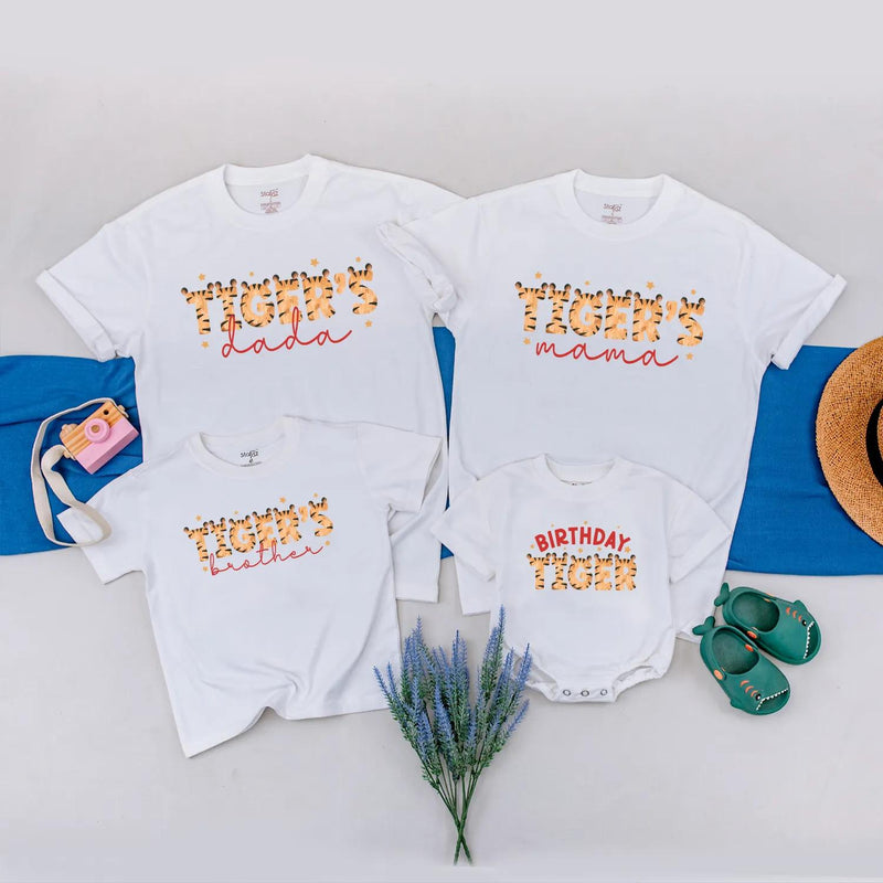 Personalized Tiger Birthday Family Shirt with Jungle Theme, Custom Party Outfit for Kids, Parents, and Siblings, Fun Celebration Tee