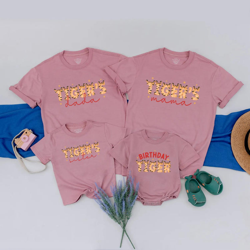Personalized Tiger Birthday Family Shirt with Jungle Theme, Custom Party Outfit for Kids, Parents, and Siblings, Fun Celebration Tee