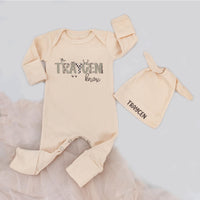 Personalized TRAYCEN Camo Baby Bodysuit and Hat Set Duck Hunting Outfit Rustic Toddler Clothes Custom Name Outdoor Baby Shower Gift