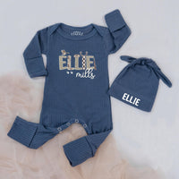 Personalized TRAYCEN Camo Baby Bodysuit and Hat Set Duck Hunting Outfit Rustic Toddler Clothes Custom Name Outdoor Baby Shower Gift