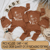 Personalized Twin Baby Bodysuit Floral Dandelion Design Newborn Outfit Soft Cotton Miracle Quote Gift for Twins Celebration