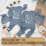 Personalized Twin Baby Bodysuit Floral Dandelion Design Newborn Outfit Soft Cotton Miracle Quote Gift for Twins Celebration