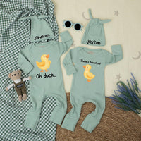 Personalized Twin Baby Matching Bodysuits Oh Duck There’s Two of Us Outfit with Watercolor Duckling Newborn Cotton Gift for Coming Home