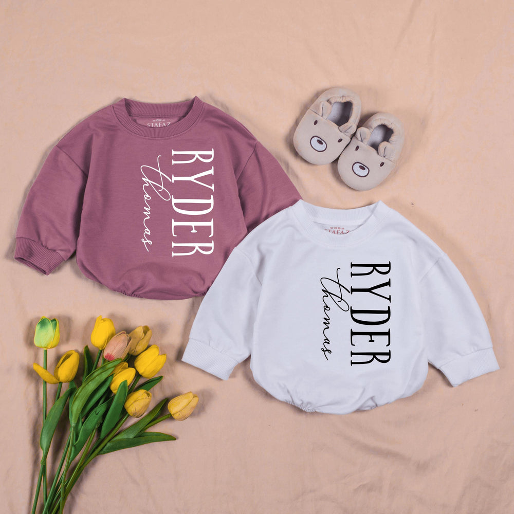 Personalized Twin Baby Romper and Hat Set Custom Name Newborn Coming Home Outfit Soft Ribbed Cotton Gift for Twins Boys or Girls