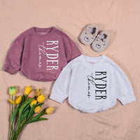 Personalized Twin Baby Romper and Hat Set Custom Name Newborn Coming Home Outfit Soft Ribbed Cotton Gift for Twins Boys or Girls